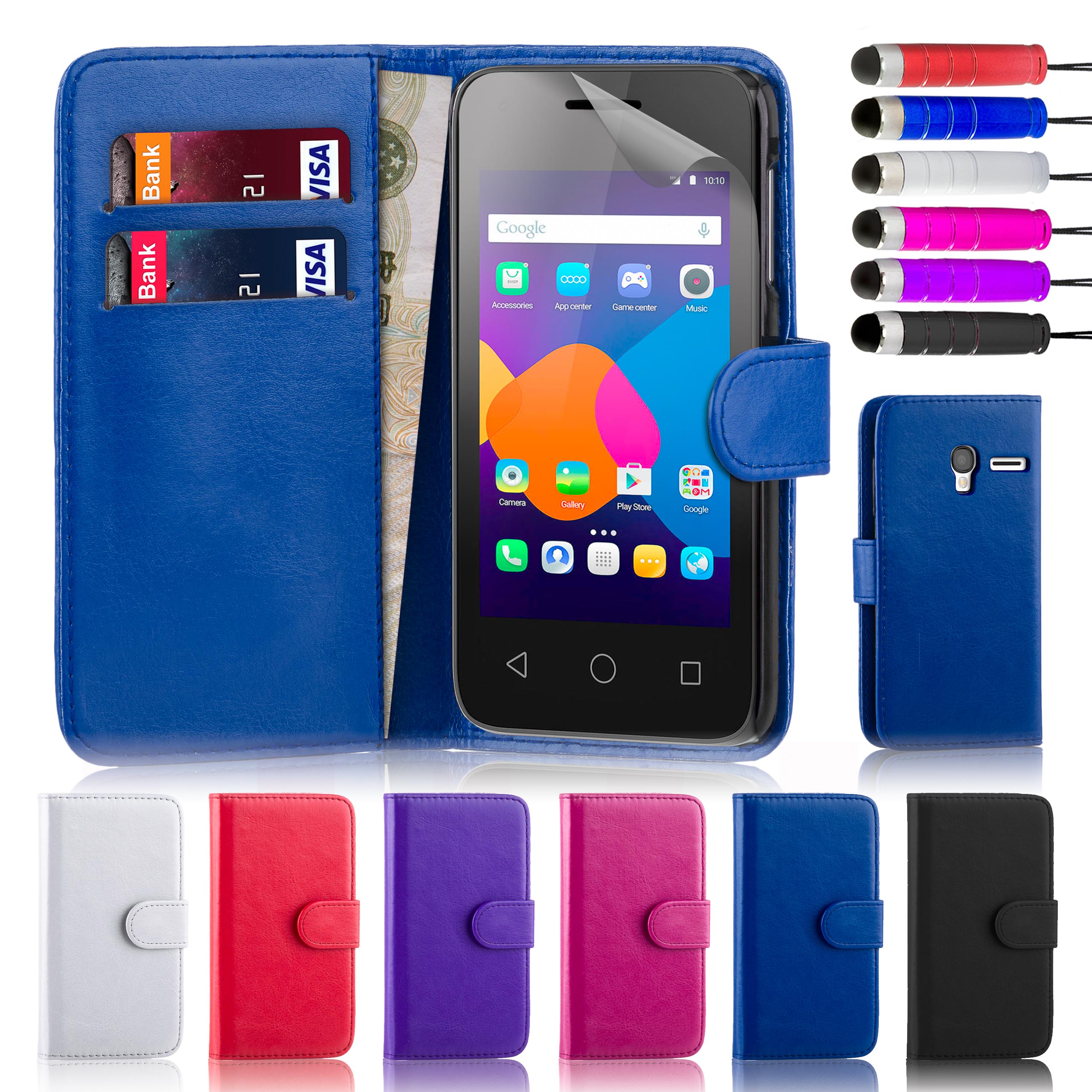32nd Book Wallet PU Leather Case Cover for Alcatel Phones + Screen ...